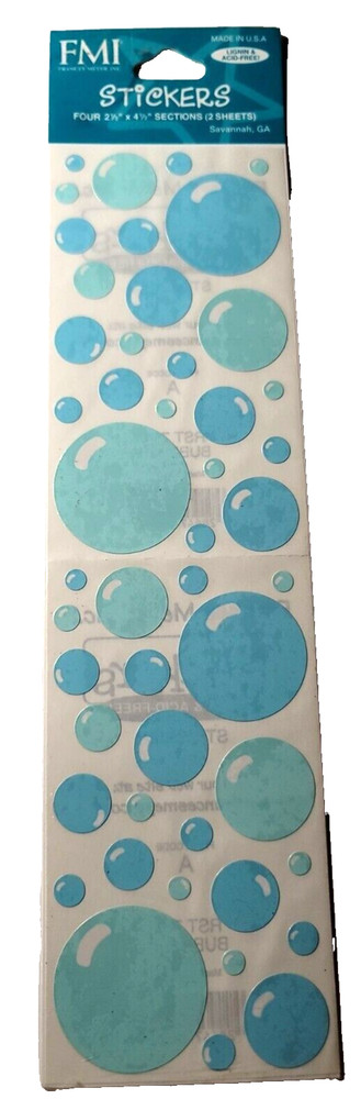 FMI Frances Meyer Bubbles Stickers 2 Sheets VTG 4×4.5 Inch NIP 732