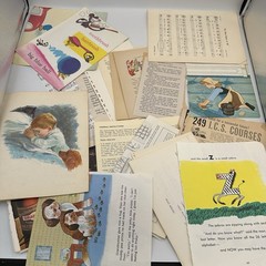 Vintage Ephemera Junk Journal Kit Craft -Supplies Fabric Buttons Cards Paper Mix