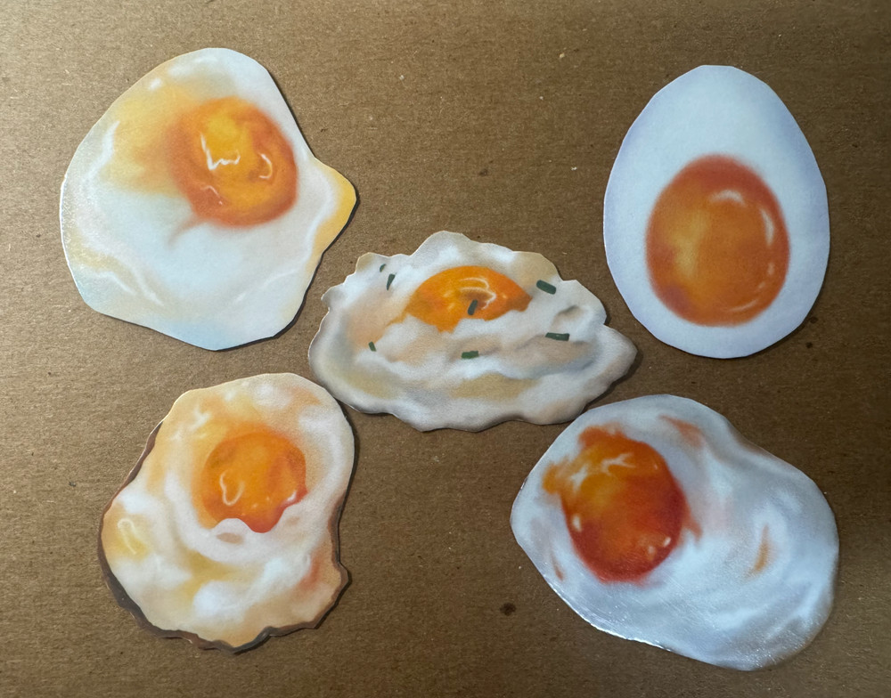 5 Pack Egg Stickers Vinyl Decals Original Art Kawaii Breakfast Food Aesthetic