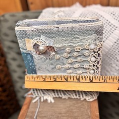 Handmade Junk Journal Blue Ocean Seashell Beach Theme Boho Pearl Scrapbook Craft