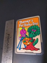 Vintage Stickers Barney Dinosaur Foil Mylar Vending Machine Sticker Reflective