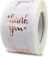 1.5Inch Thank You Stickers Roll 500 Pcs Rose Gold Thank You Stickers Lables Tags