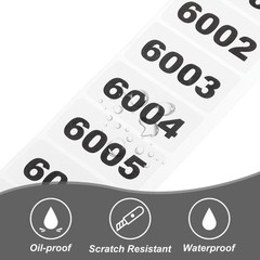 1 Roll Inventory Number Sticker 1.6×0.8″ 6001-7000 Consecutive Number Sticker