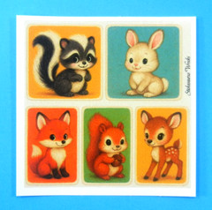 Woodland Animals Colorful Backgrounds Mini Sticker Sheet Style 3