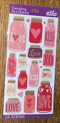 Sticko Crafts Mason Jar Love Jars Kiss XOXO Hearts Valentines Wedding Stickers