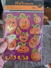 Vintage Recollections Halloween Sticker Lot 5pk Felt Rhinestone 3D Pop Up Craft