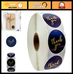 Navy Gold Foil Thank You Stickers – 1000 Round Gratitude Labels for Weddings, Gi