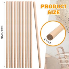 200 Pcs Dowel Rods Wood Sticks Dowel Rods Round Unfinished Wood Sticks for Cr…