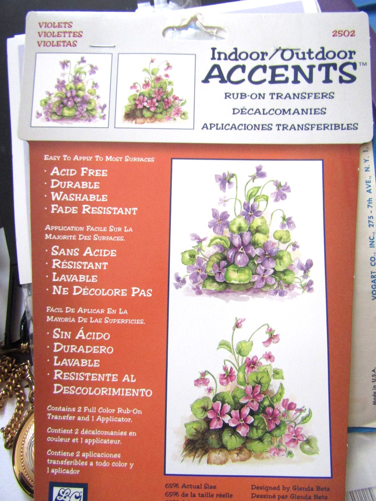 Loew Cornell Indoor/Outdoor Rub-On Transfer Decals Violets