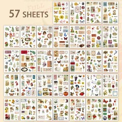 537pcs Vintage Washi Stickers and Papers for Scrapbooking, 537 PCS, Green