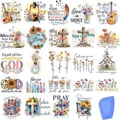 24 Sheets of Waterproof Christian Transfers – Bible Verse Stickers for Crafts