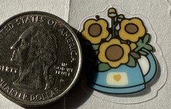 LITTLE SUNFLOWER GIRL Mylar Stickers(6pc)Kid•Flowers•Teapot•Pictures•Card Making