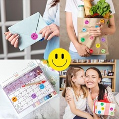2000PCS Happy Face Stickers, 1 Inch, 10 Colors, Stickers for Kids Reward, Water
