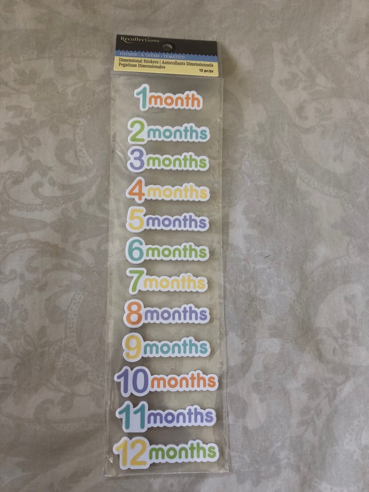 Recollections Themed Dimensional Stickers Baby Month 1-12 New in Package