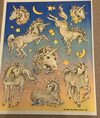 Vintage Unicorn Stickers 80’s Prisms + Rare Foiled Illuminations Fantasies Sheet