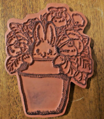 Penny Black 2011 PANSY BUNNY Easter Spring LARGE Stamp + BONUS Idea Sheet GU