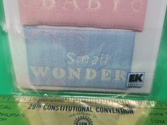 Rebecca Sower Nostalgiques Stitched Label Baby Scrapbook Sewing Sticker EK Rare