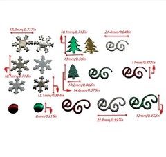 Christmas Brads Set, 212 PCS Metal Paper Fasteners, 8 Holiday Shapes & 16