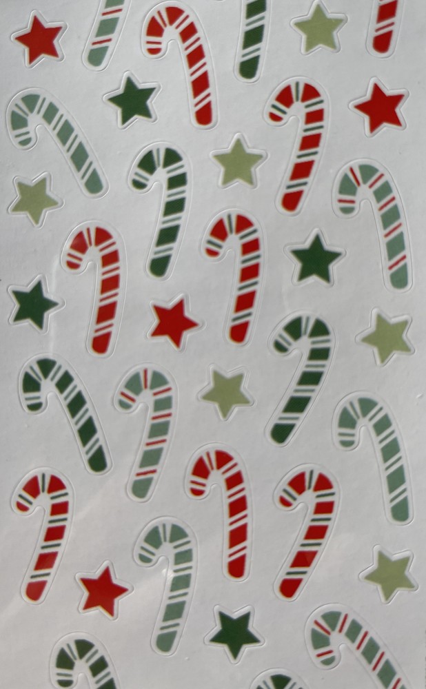 RED/GREEN CANDY CANES Stickeroni Stickers(40pc)Hallmark•Christmas •Stars•Holiday