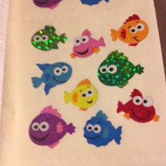 1 SHT (3 sqs) SANDYLION VINTAGE PRISMATIC STICKERS RARE FISH SEA GOOGLE EYE FISH