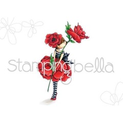 New Stamping Bella Cling Rubber Stamp Tiny Townie GARDEN GIRL POPPY free USA shp