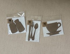 3 PC LOT Leaky Shed Studio DISCONTINUED Chipboards~ Teacup & Saucer etc! ALL NEW