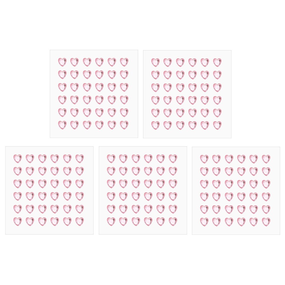 5 Sheet Heart Gem Stickers 8mm, Self Adhesive Rhinestones Jewel Sticker Pink