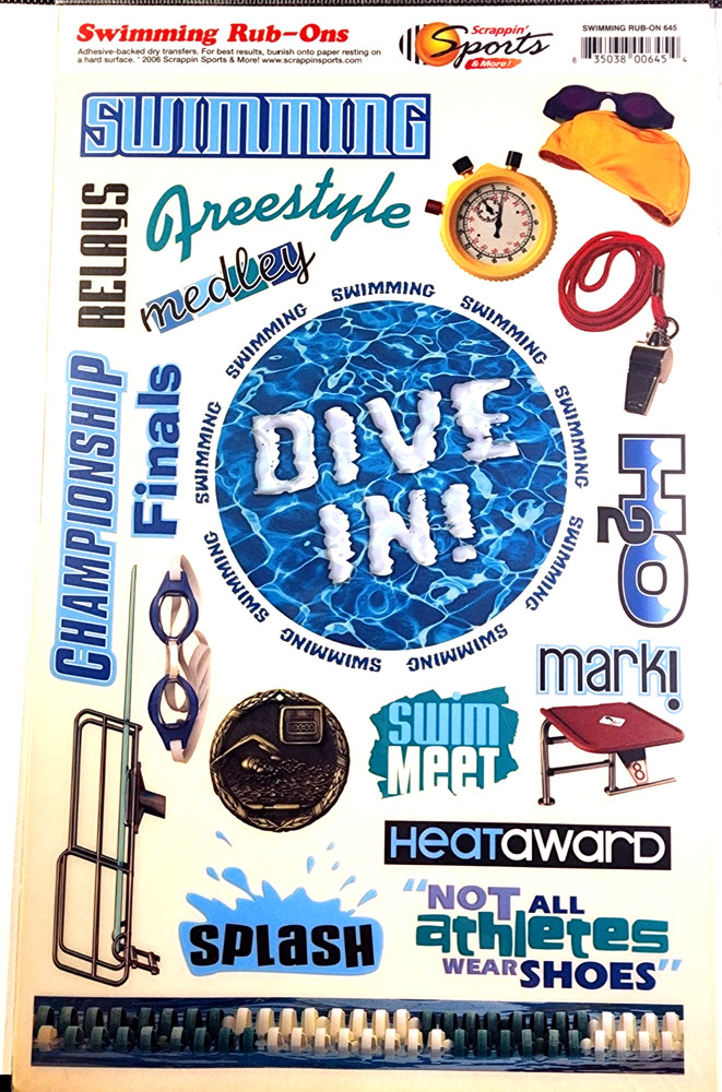 Swimming Relays Finals Freestyle Mark Swim Meat Diving Scrappin’ Sports Rub Ons