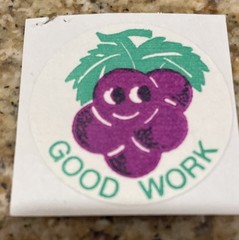 Vintage 1977 Bookmark Award – Grape Scratch n’ Sniff Sticker Terrific Good Work