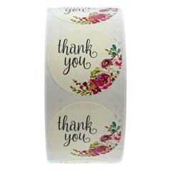 Ivory Floral Thank You Stickers / 1000 Gratitude Envelope Seals Roll / 1.5″ R…