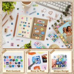 850 Pcs Vintage Letter Stickers Set, Self-Adhesive ABC Alphabet for Crafts