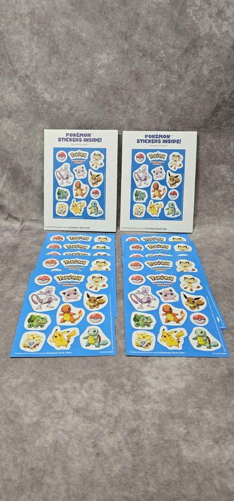Lot Of 10 Pokemon Sticker Sheets Scholastic Book Club Reading Stickers NEW USA