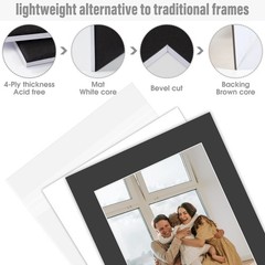 , Complete Pack of 10, Black Pre-Cut 11×14 Photo Mat for 8.5×11 Document with…