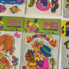 Vintage Happy Stickers & 1976 Imperial Happy Cuties Puffy Fun Stickers Set Of 12