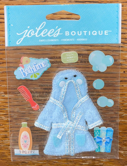 RARE Jolees Baby Boy Little Kid Bath Time Hooded Robe Towel Comb Bubbles Shampoo