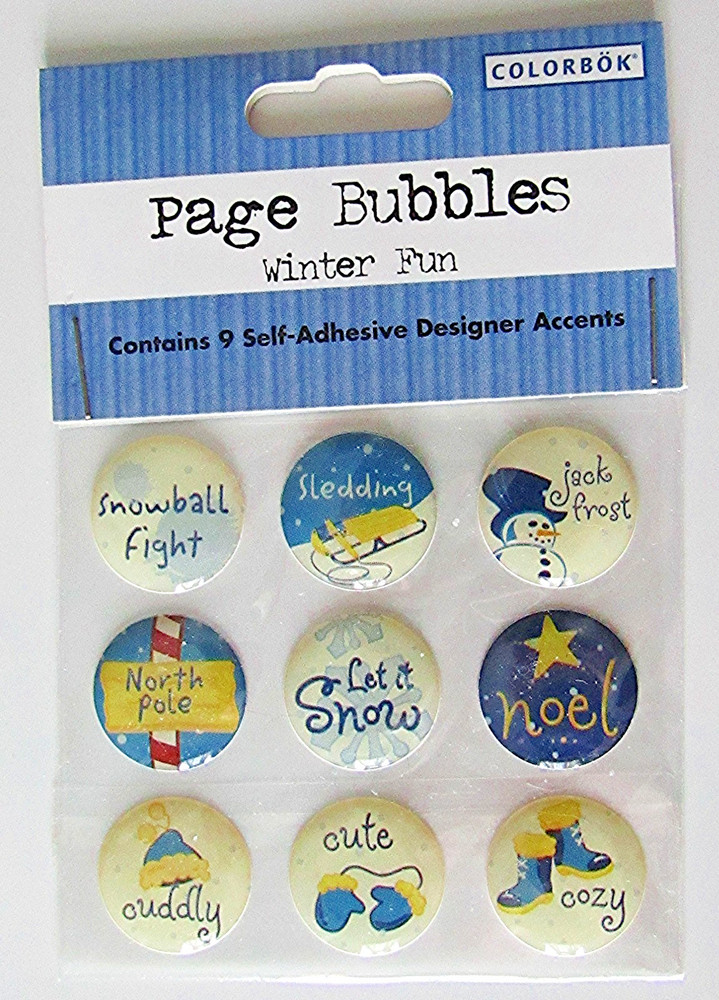 COLORBOK WINTER FUN Phrase Page Bubbles Stickers Winter Words