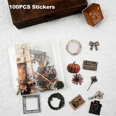 100 Pcs Vintage Ephemera Paper Stickers for Scrapbooking | Pre-Cut Frames, Tags,