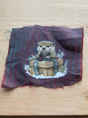 Whimsical otter , Handmade Ephemera, Scrapbook,Junk Journal,tag,embellishment