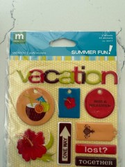 Making Memories Summer Fun! Vacation Bright 44 Puffy Stickers Words Scrapbooking