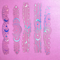 Moon Star Holographic Stickers Celestial Scrapbooking Journaling Cards
