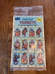 MUNCHIN’ MONKEYS coconut SCRATCH n SNIFF stickers SEALED VTG