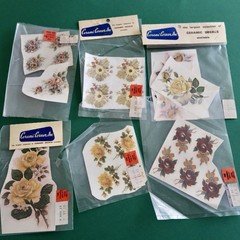 Vtg Ceramic Decals Mixed Media Water Mount Transfers Lot J Yellow Pale Floral