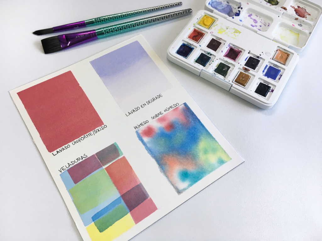 Técnicas básicas de acuarela / Basic watercolor techniques – Nube de Papel