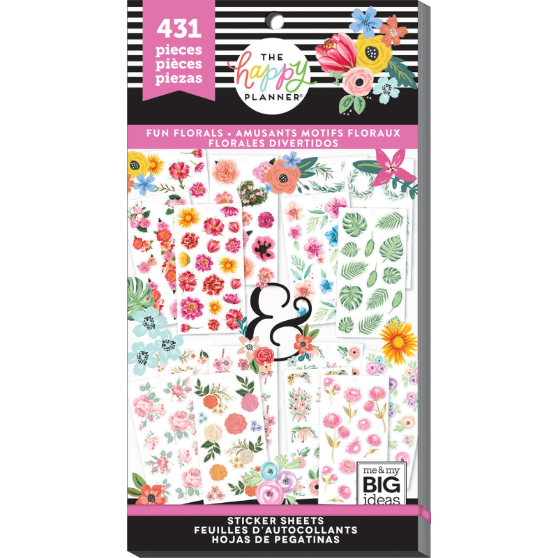 Sticker Sheets: Happy Planner – Flores Divertidas – Nube de Papel